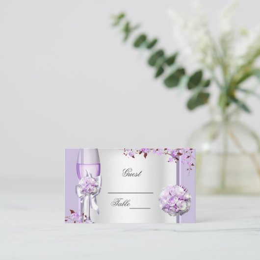 Carte De Placement Nom du mariage Place Lavender Purple Lilac 4 (Debout devant)