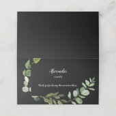 Carte De Placement Nom personnalisé Foliage Mariage noir (Extérieur déplié)
