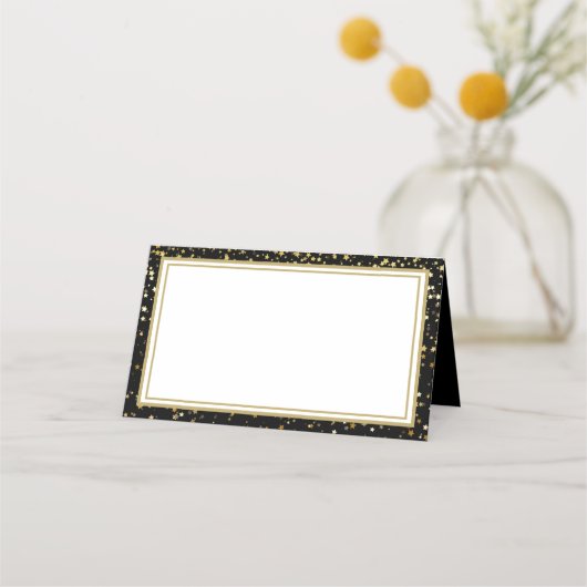 Carte De Placement Nom Place Card-Black & Gold Stars (Devant)