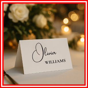 Carte De Placement Nom Place Card Élégant Minimaliste Simple Mariage
