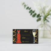Carte De Placement Nom Place Fantastique Robe Rouge Noir Or (Debout devant)