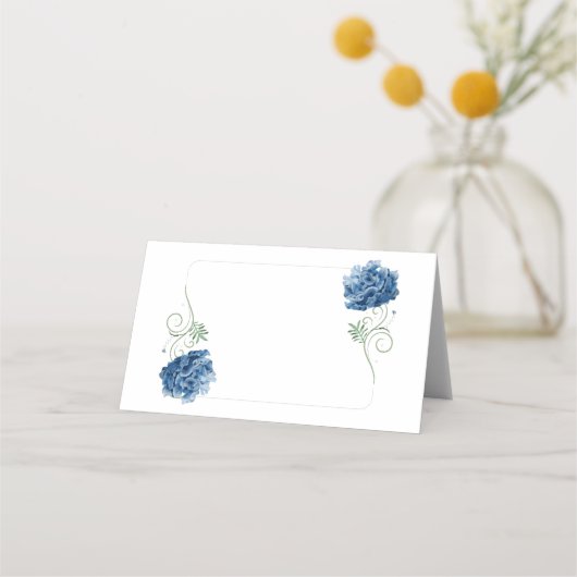 Carte De Placement Nom plié Place Card-Blue Hydrangeas Place Card (Devant)