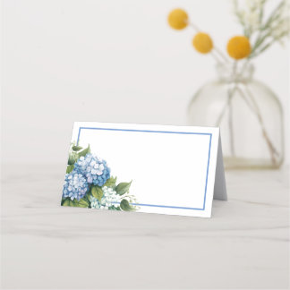 Carte De Placement Nom plié Placer carte-bleu hydrangée