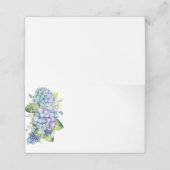Carte De Placement Nom plié Placer carte-bleu hydrangée (Extérieur déplié)