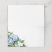 Carte De Placement Nom plié Placer carte-bleu hydrangée (Extérieur déplié)