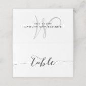 Carte De Placement Noms de table de script lettres main Mariage initi (Extérieur déplié)