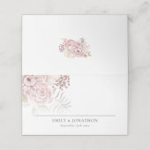 Carte De Placement Noms des fleurs roses Dusty Date Mariage de bienve (Extérieur déplié)