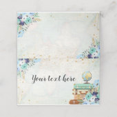 Carte De Placement Nourriture Tente Voyage Blue Floral Gold Adventure (Extérieur déplié)