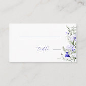 Carte De Placement Nuance de bleu royal ivoire Fleurs Mariage  (Devant)