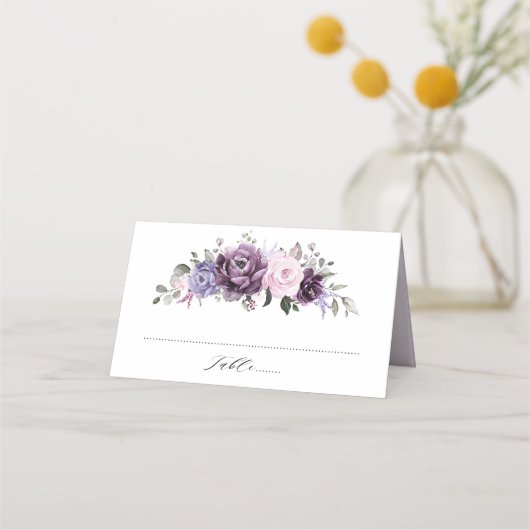 Carte De Placement Nuances de pourpre Dusty fleurs Moody Floral Maria (Devant)