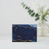 Carte De Placement Nuit céleste Navy Bleu Or Mariage (Debout devant)