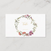 Carte De Placement Numéro de la table de couronnes de fleurs roses et (Dos)