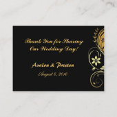 Carte De Placement Numéro de la table de défilement or & noir Floral  (Dos)