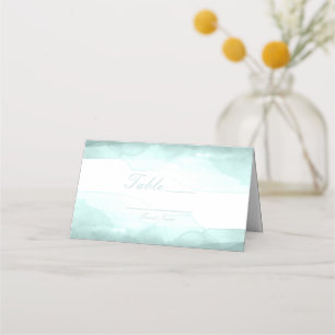Carte De Placement Numéro de table aquarelle vert écume de mer