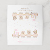 Carte De Placement Numéro de table Baby Shower Train Rose Ourson (Extérieur déplié)