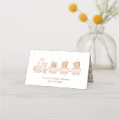 Carte De Placement Numéro de table Baby Shower Train Rose Ourson (Dos)