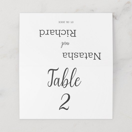 Carte De Placement Numéro de table blanche moderne mariage carte de p (Extérieur déplié)