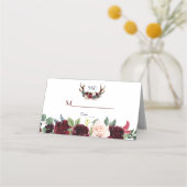 Carte De Placement Numéro de table Boho Merlot Navy Blue Floral Antle (Dos)