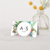 Carte De Placement Numéro de table botanique de feuille de palmier tr (Dos)