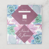 Carte De Placement Numéro de table chic moderne avec succulentes Fies (Extérieur déplié)