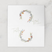 Carte De Placement Numéro de table de couronne fleur sauvage (Extérieur déplié)