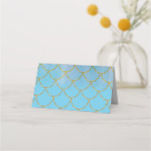 Carte De Placement Numéro de table de fête sirène scintillant bleu or (Dos)