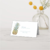 Carte De Placement Numéro de table de mariage à l'ananas tropical (Dos)