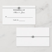 Carte De Placement Numéro de table de Mariage blanc noir classique si (Devant / Derrière)