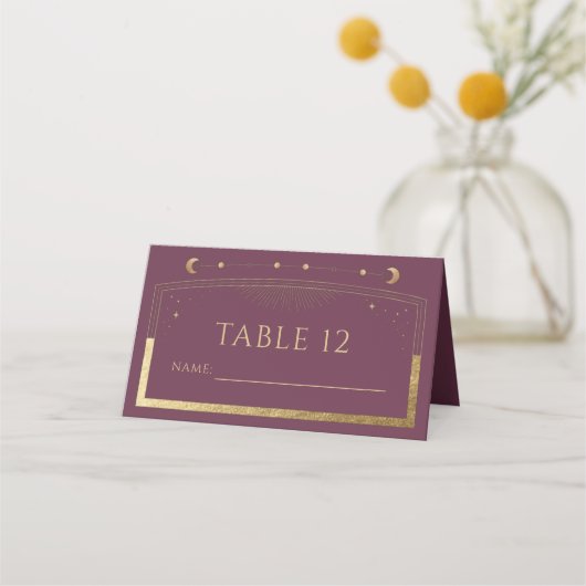 Carte De Placement Numéro de table de mariage céleste Plum Gold (Devant)