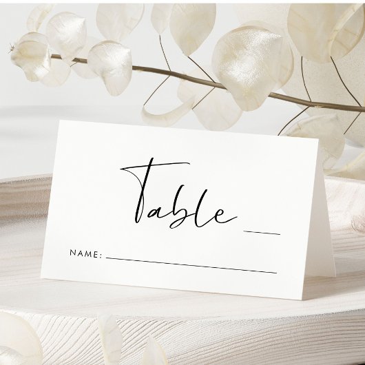 Carte De Placement Numéro de table de mariage Chic Script