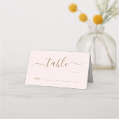 Carte De Placement Numéro de table de mariage Chic Script rose or (Devant)