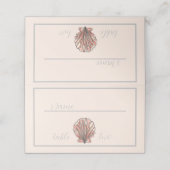 Carte De Placement Numéro de table de mariage coquillage aquarelle (Extérieur déplié)