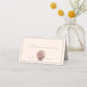Carte De Placement Numéro de table de mariage coquillage aquarelle (Dos)