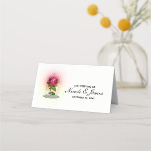 Carte De Placement Numéro de table de mariage floral Rose rouge éléga