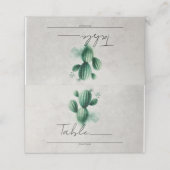 Carte De Placement Numéro de table de mariage gris cactus vert aquare (Extérieur déplié)