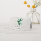 Carte De Placement Numéro de table de mariage gris cactus vert aquare (Dos)