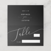 Carte De Placement Numéro de table de Mariage minimal noir (Extérieur déplié)