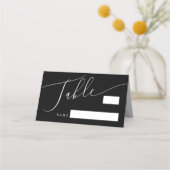 Carte De Placement Numéro de table de Mariage minimal noir (Devant)