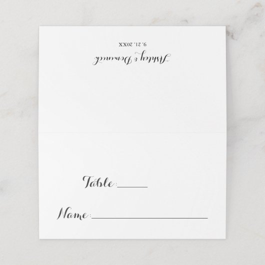 Carte De Placement Numéro de table de mariage moderne simple élégant  (Extérieur déplié)