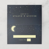 Carte De Placement Numéro de table de mariage Navy Celestial Moon Sta (Extérieur déplié)