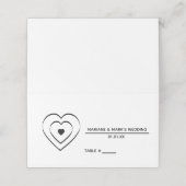 Carte De Placement Numéro de table de mariage noir et blanc à triple  (Extérieur déplié)