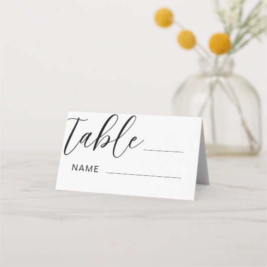 Carte De Placement Numéro de table de Mariage noir et blanc moderne (Devant)