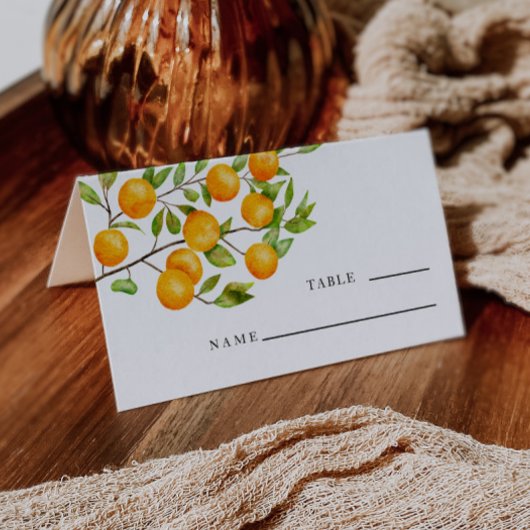 Carte De Placement Numéro de table de Mariage orange Citrus