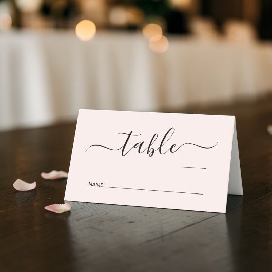 Carte De Placement Numéro de table de mariage rose écriture chic