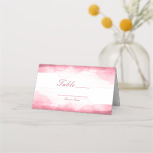 Carte De Placement Numéro de table de peinture à l'aquarelle rose mau