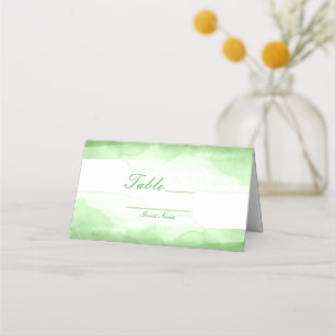 Carte De Placement Numéro de table de teinture verte claire aquarelle