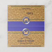 Carte De Placement Numéro de table Gold & Royal Blue Crown Party (Extérieur déplié)