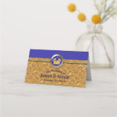 Carte De Placement Numéro de table Gold & Royal Blue Crown Party (Devant)