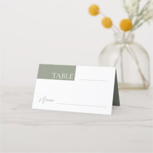 Carte De Placement Numéro de table minimaliste du Mariage vert Sage