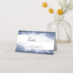 Carte De Placement Numéro de table moderne aquarelle bleu marine pour